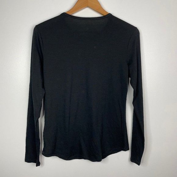 Cloudveil  Long Sleeve  Black Crewneck Base Layer T Shirt Top  Wool Blend Size M - Picture 4 of 4